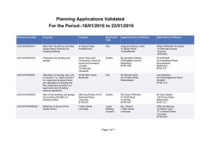 Planning Applications Validated for the Period:-18/01/2016 to 22/01/2016