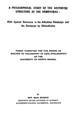 With Special Reference to the Adhyatma Ramayana and the Ramayana by Bhanubhakta