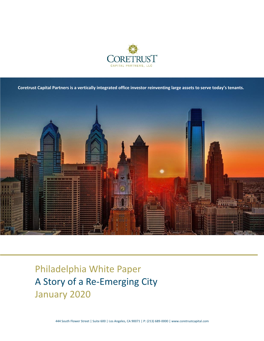 Philadelphia White Paper a Story of a Re-Emerging City January 2020
