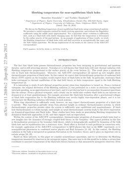 Hawking Temperature for Near-Equilibrium Black Holes