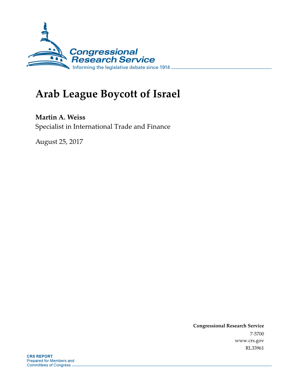 Arab League Boycott of Israel