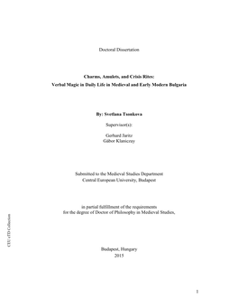 Verbal Magic in Daily Life in Medieval and Early Modern Bulgaria By