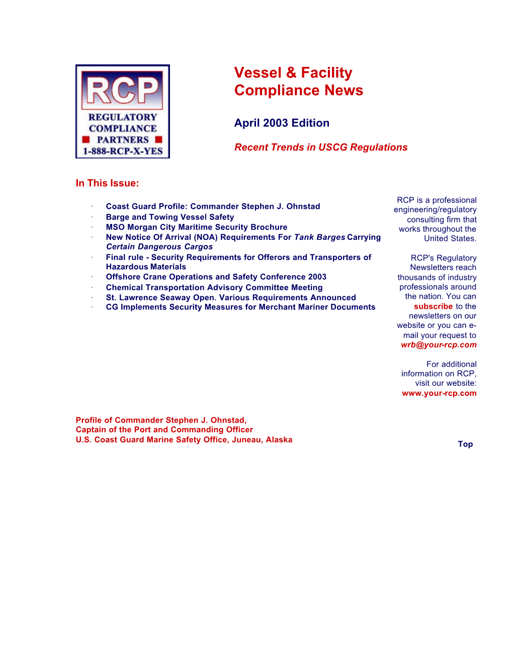 Vessel & Facility Compliance News 04-2003
