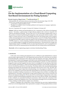 On the Implementation of a Cloud-Based Computing Test Bench Environment for Prolog Systems †