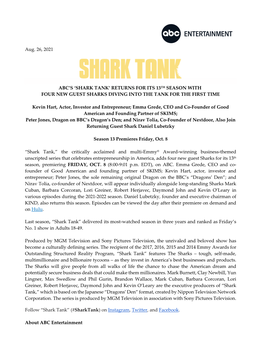 Shark Tank S13 Guest Sharks Announcement 2021