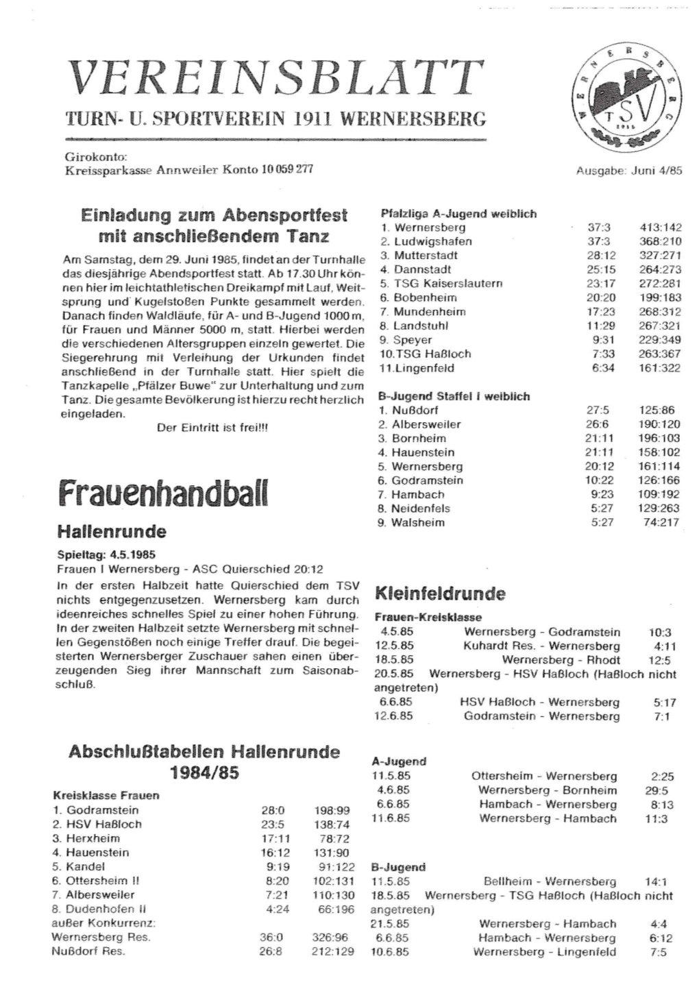 Vereinsblatt Turn- U