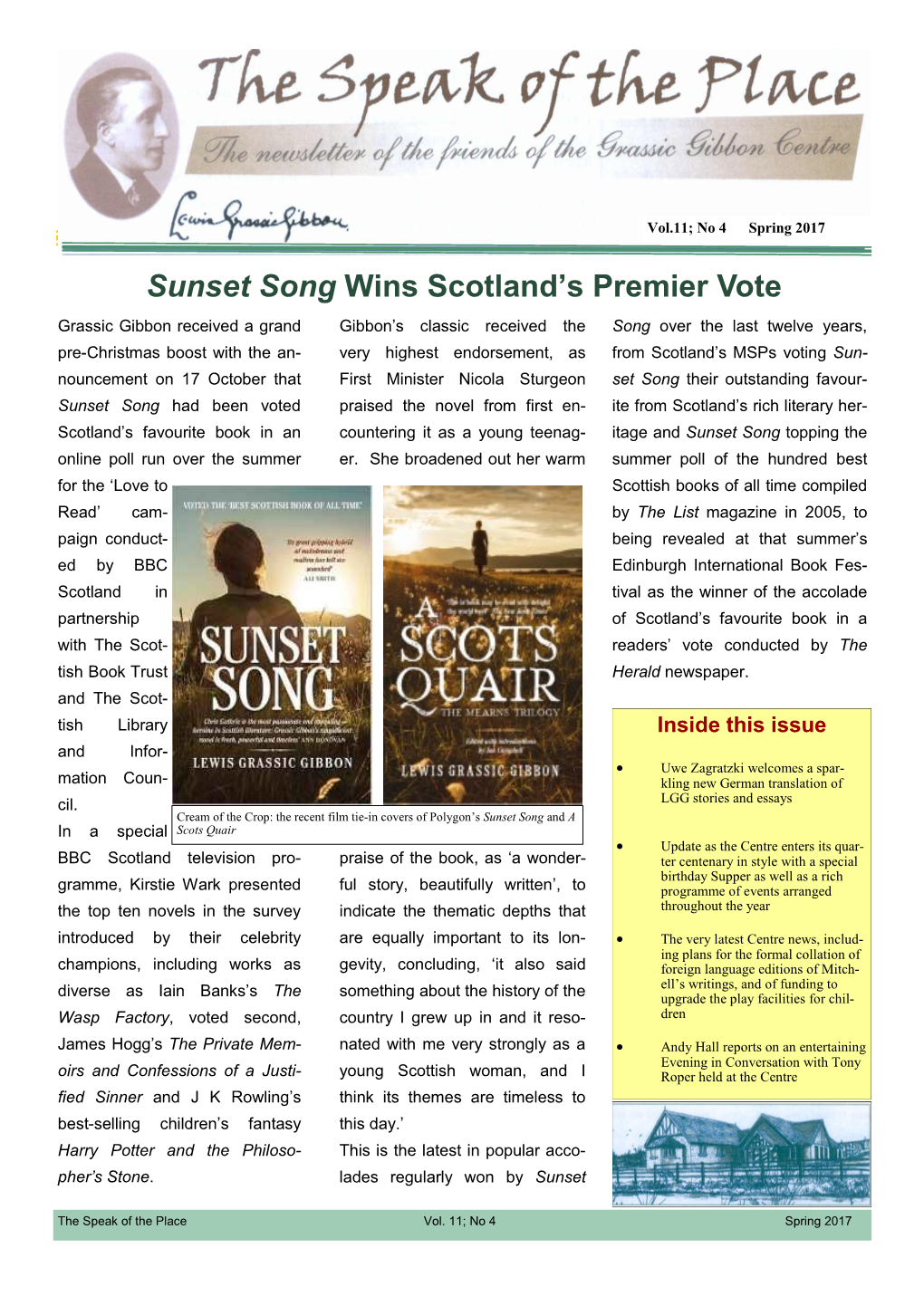 Sunset Song Wins Scotland's Premier Vote