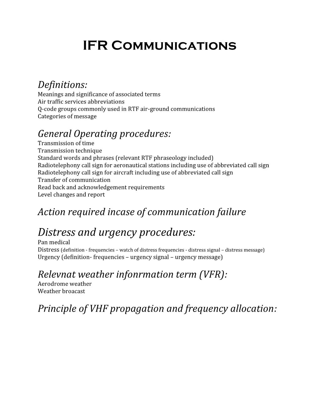 IFR Communications