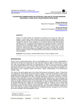 Floodplain Planning Based on Statistical Analysis of Tilpara Barrage Discharge: a Case Study on Mayurakshi River Basin 1