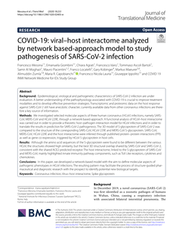 COVID-19: Viral–Host Interactome Analyzed by Network Based