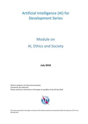 Artificial Intelligence (AI) for Development Series Module on AI