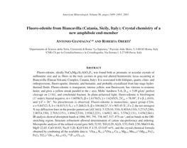 Fluoro-Edenite from Biancavilla (Catania, Sicily, Italy): Crystal Chemistry of a New Amphibole End-Member