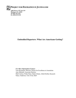 Embedded Reporters: What Are Americans Getting?