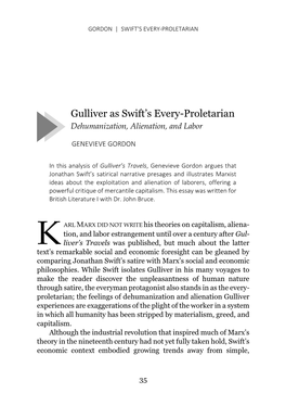 Gulliver As Swift's Every-Proletarian