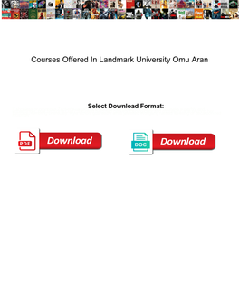 Courses Offered in Landmark University Omu Aran
