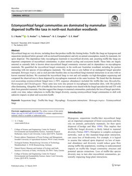 Ectomycorrhizal Fungal Communities Are Dominated by Mammalian Dispersed Truffle-Like Taxa in North-East Australian Woodlands