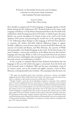 P-Celtic in Southern Scotland and Cumbria: a Review of the Place-Name Evidence for Possible Pictish Phonology