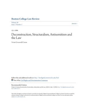 Deconstruction, Structuralism, Antisemitism and the Law Vivian Grosswald Curran