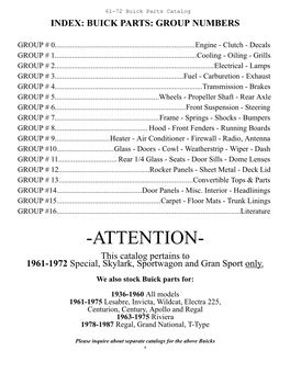 Buick Parts Catalog