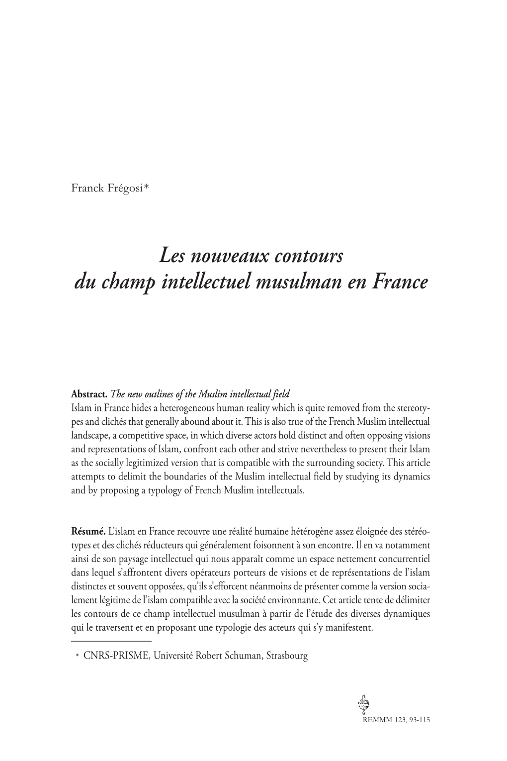 Les Nouveaux Contours Du Champ Intellectuel Musulman En France