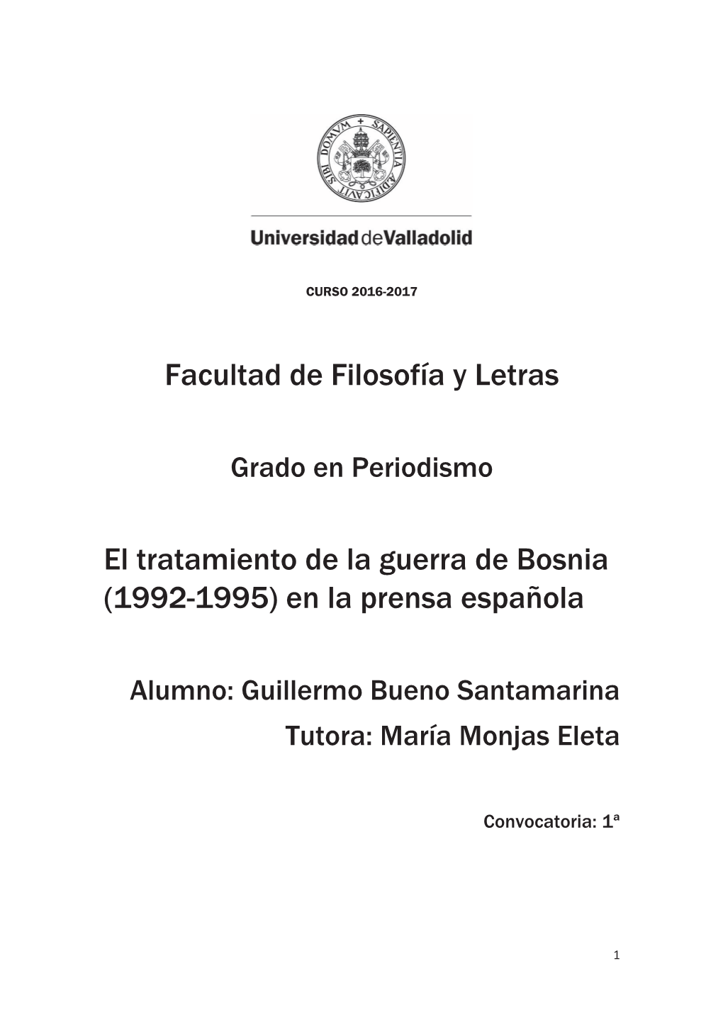 El Tratamiento De La Guerra De Bosnia (1992-1995) En La Prensa Española