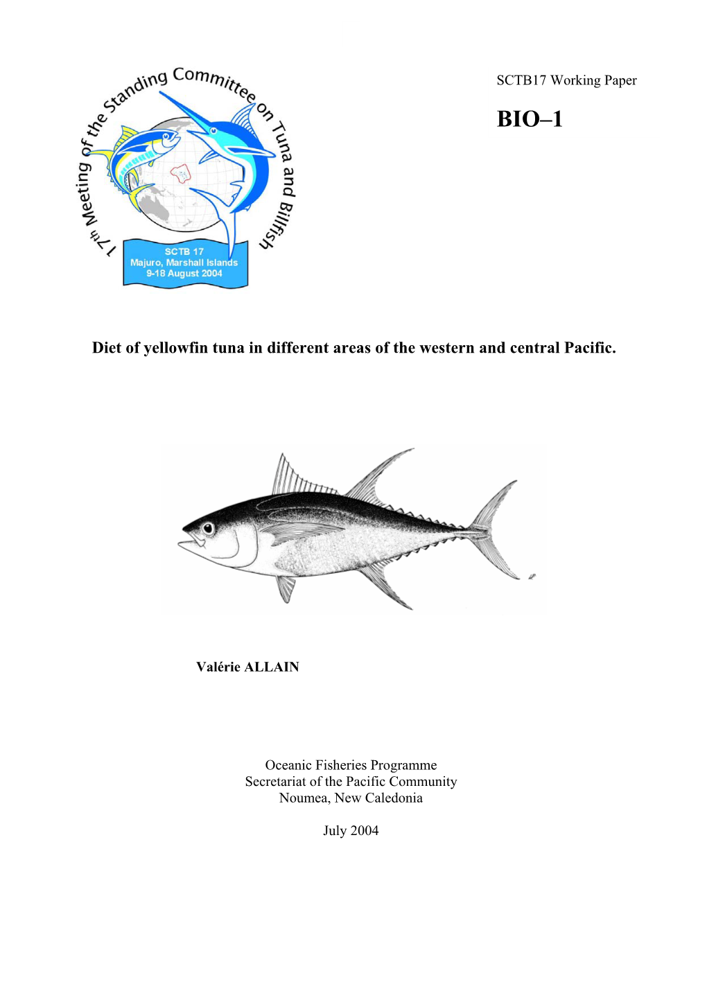 Diet of Yellowfin Tuna in Different Areas of the Western and Central Pacific