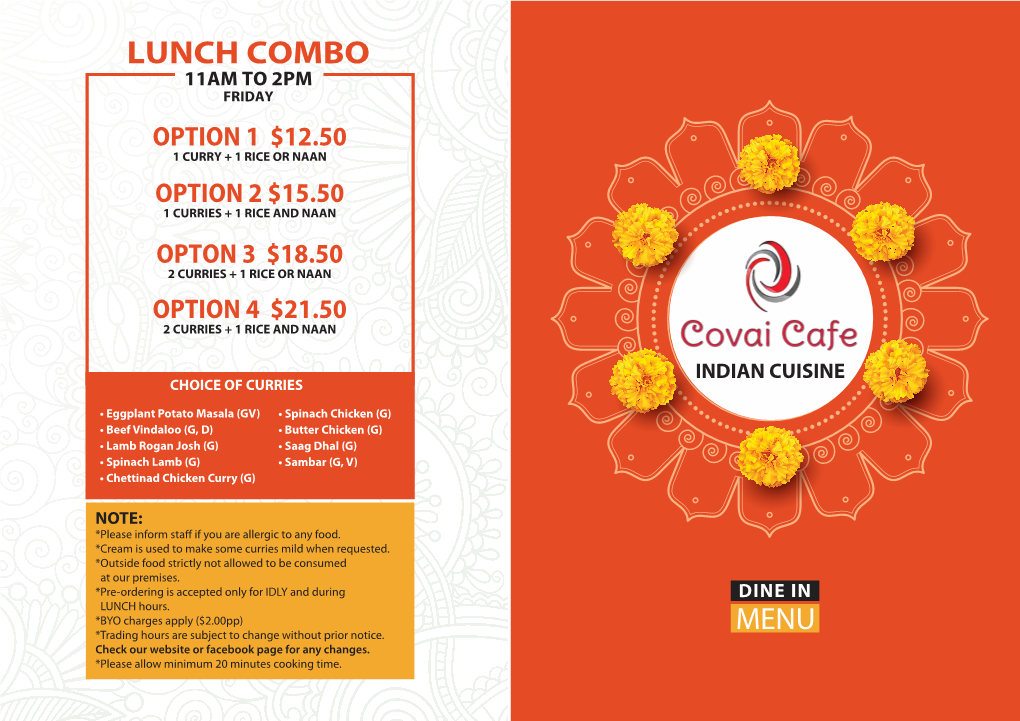 DINE in MENU COVAI CAFE DEC 2020 Email Version