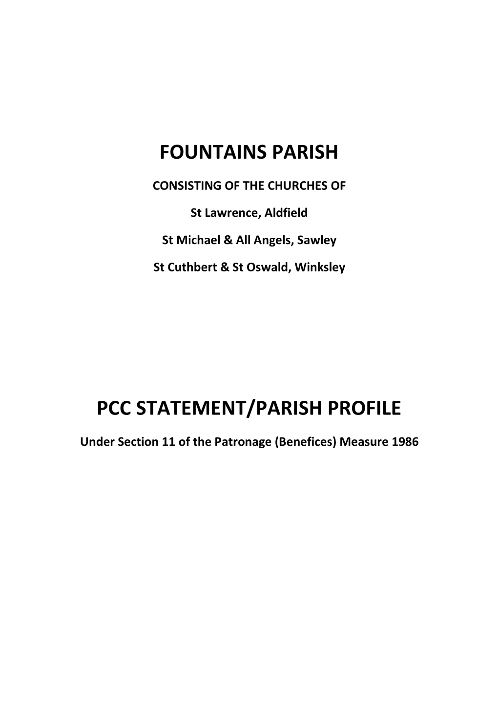 Fountains Parish Pcc Statement/Parish Profile