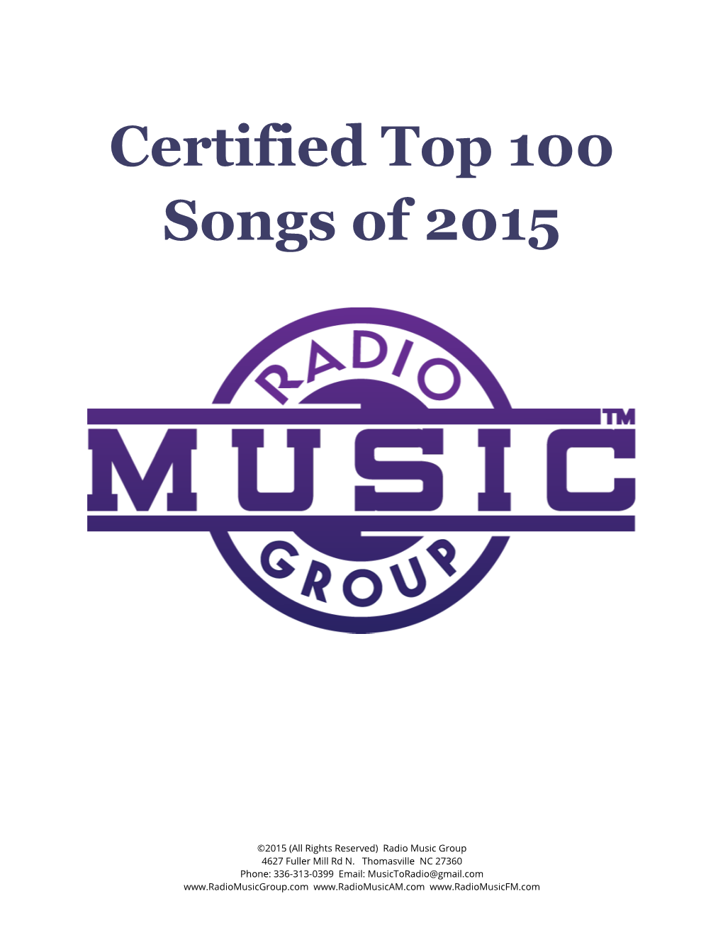 Certified Top 100 Songs of 2015