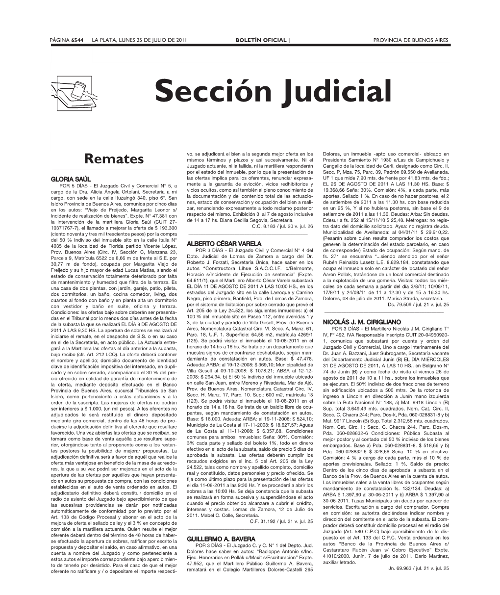 Sección Judicial Remates