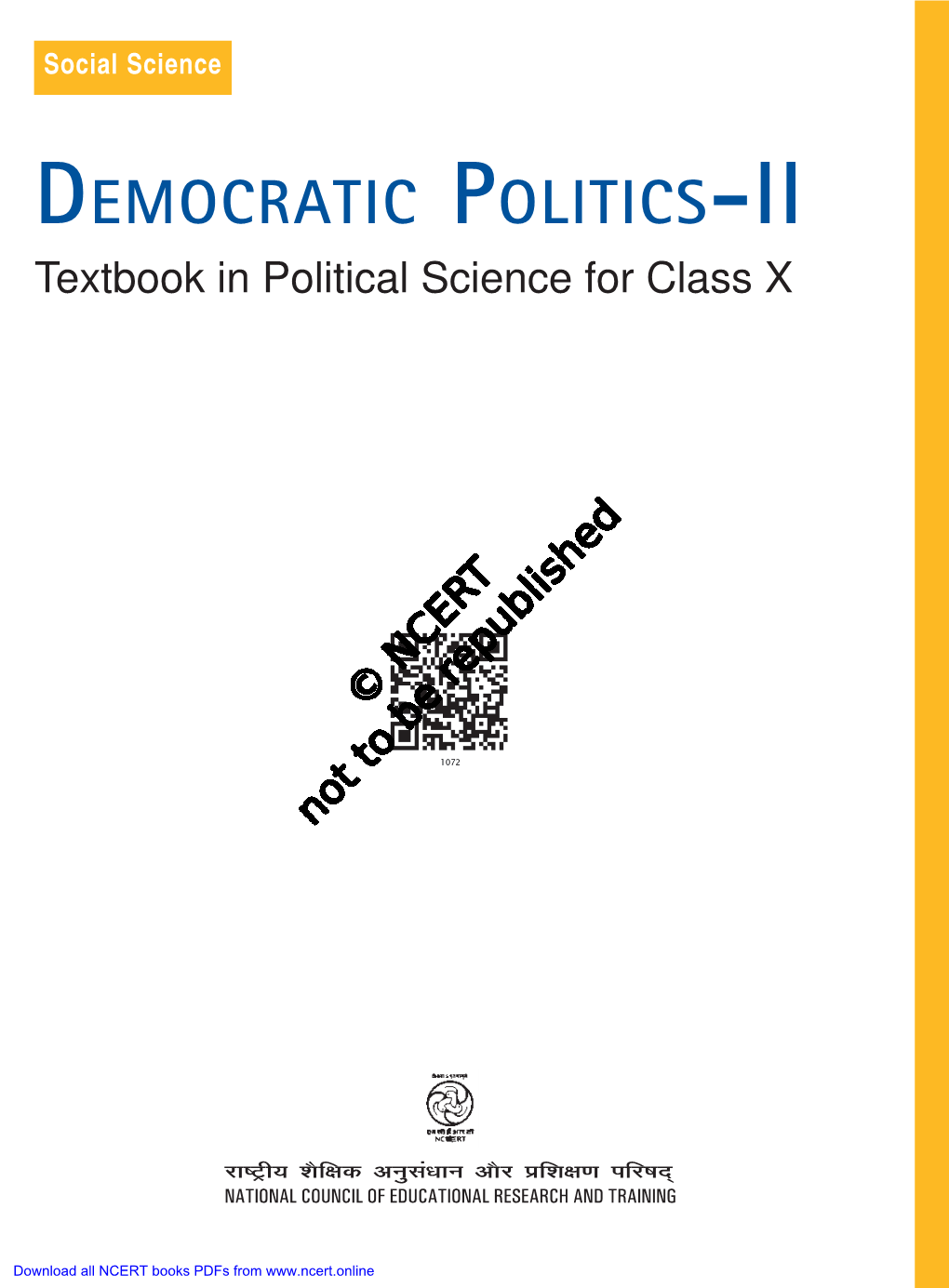 DEMOCRATIC POLITICS-II Textbook in Political Science for Class X