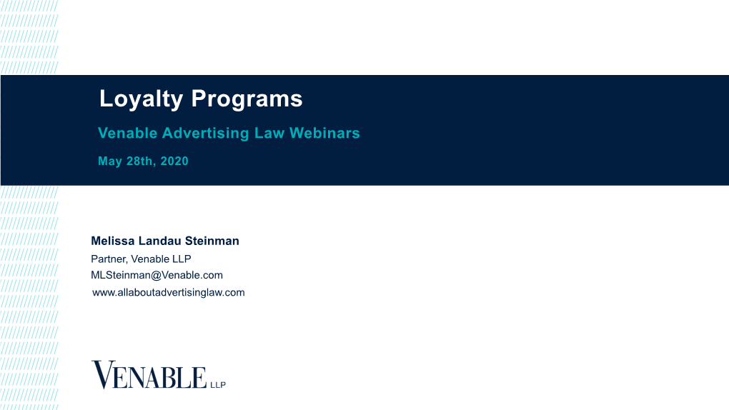 Loyalty Programs Venable Advertising Law Webinars