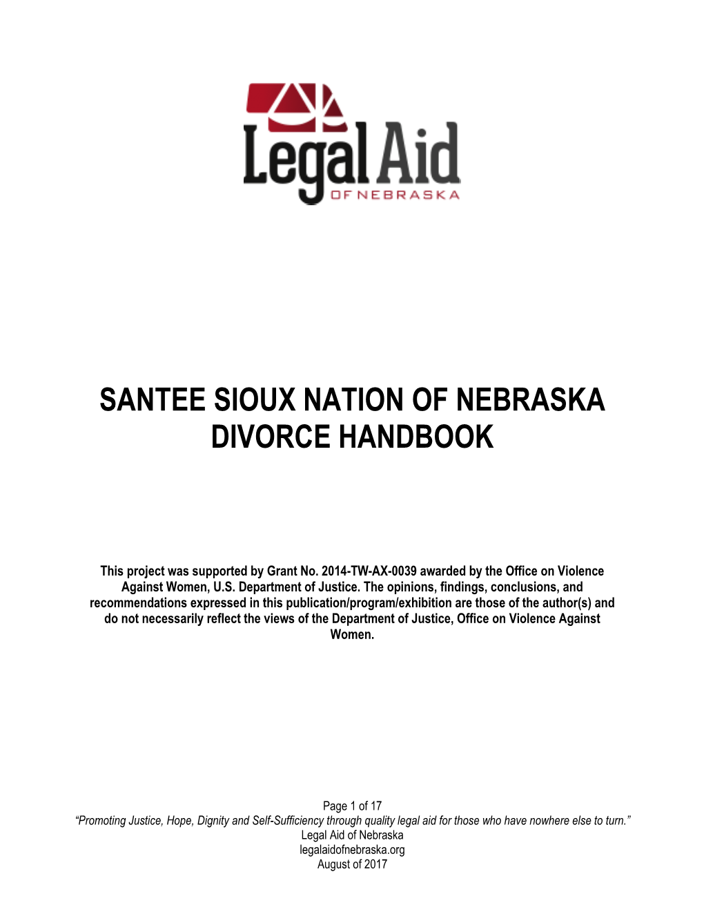 Santee Sioux Nation of Nebraska Divorce Handbook