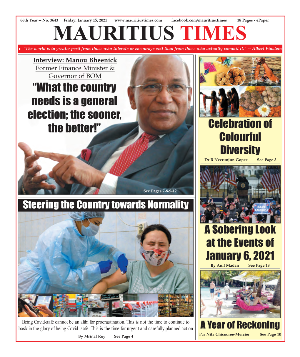 Unwind Mauritius Times Friday, January 15 , 2021 13