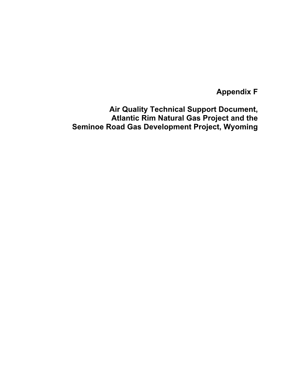 Air Quality Technical Support Document, Atlantic Rim Natural Gas