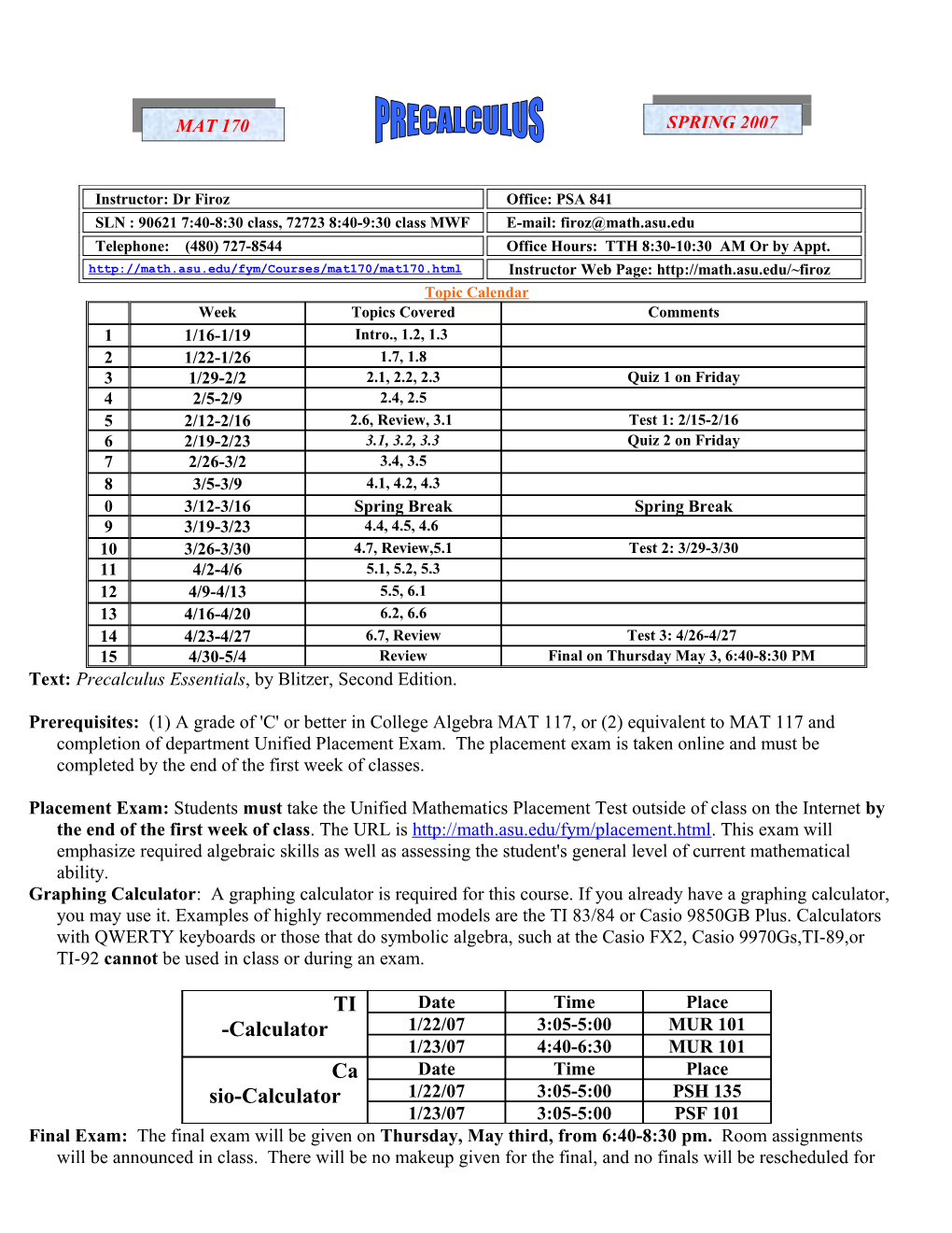 Mat 117: College Algebra