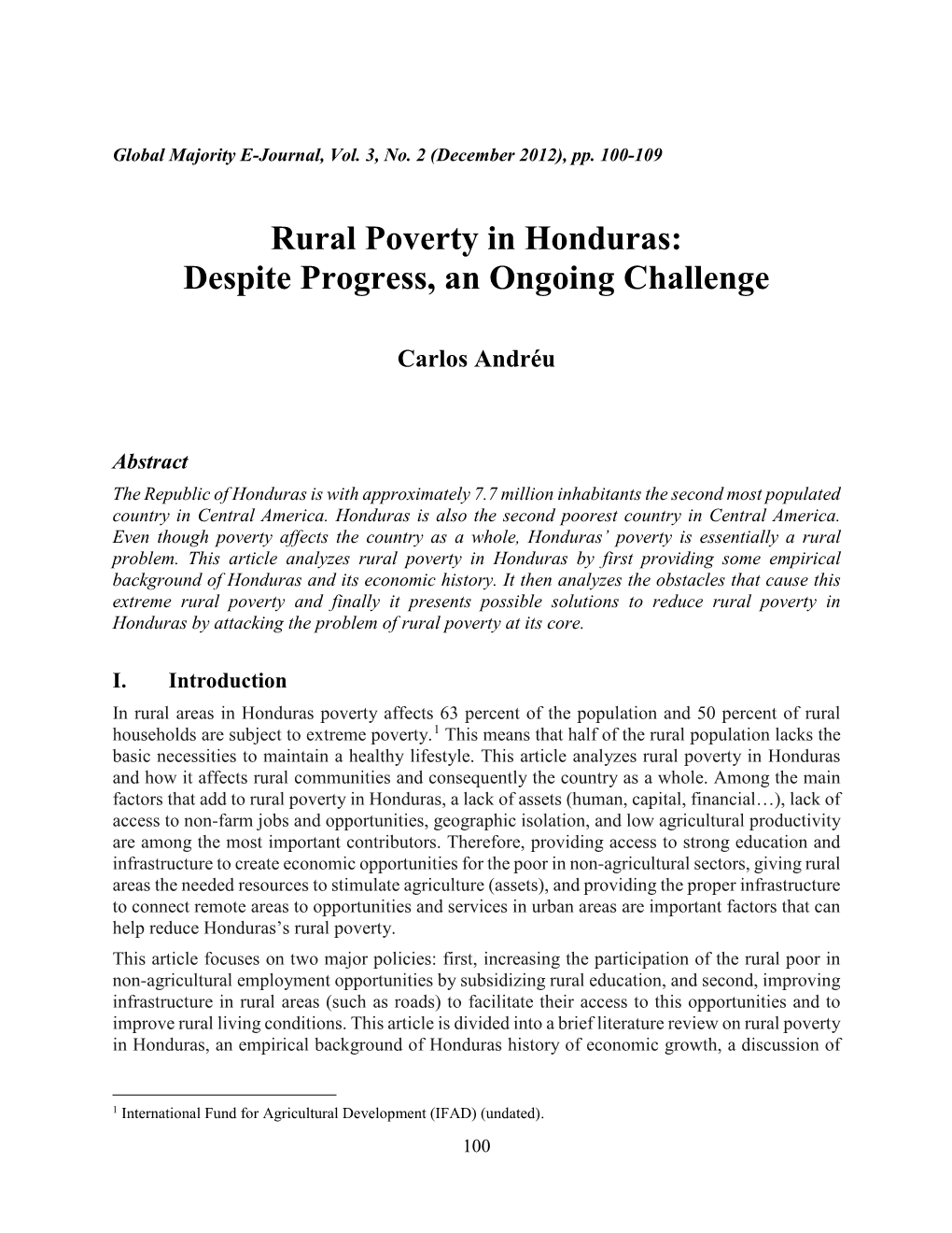 Rural Poverty in Honduras: Despite Progress, an Ongoing Challenge