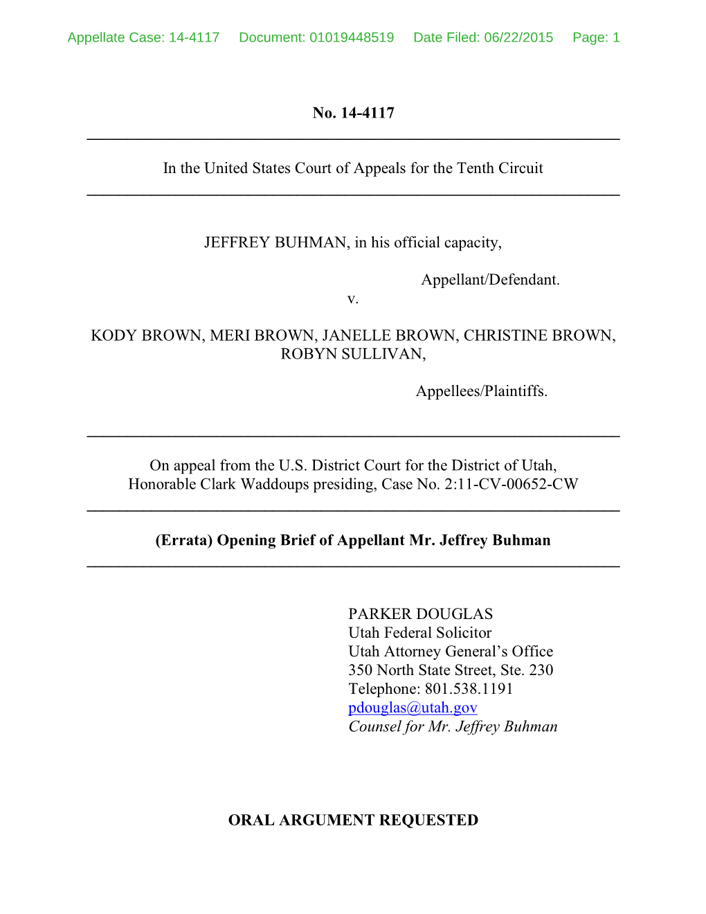 Appellate Case: 14-4117 Document: 01019448519 Date Filed: 06/22/2015 Page: 1