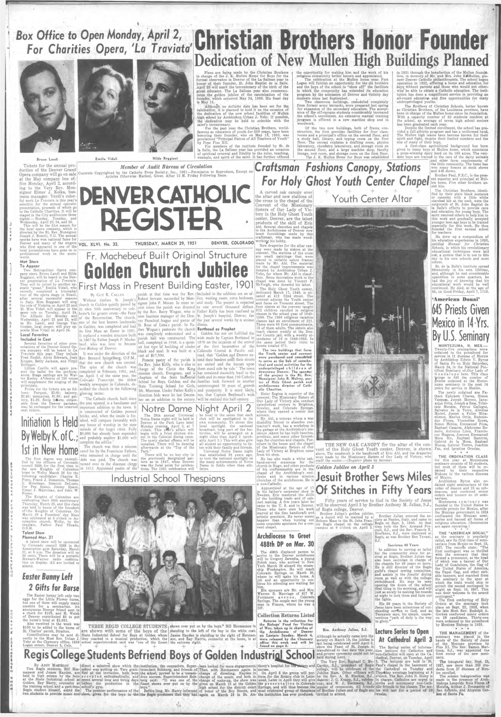 Christian Brothers Hoiior Founder DENVER O^THOLIC REGISTER