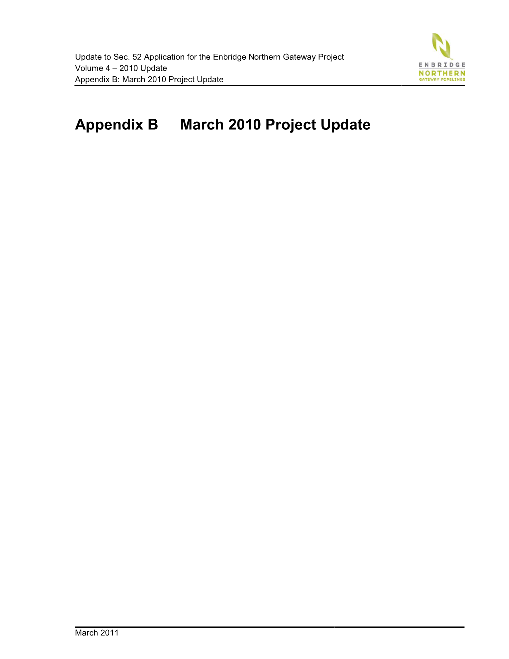 Appendix B March 2010 Project Update