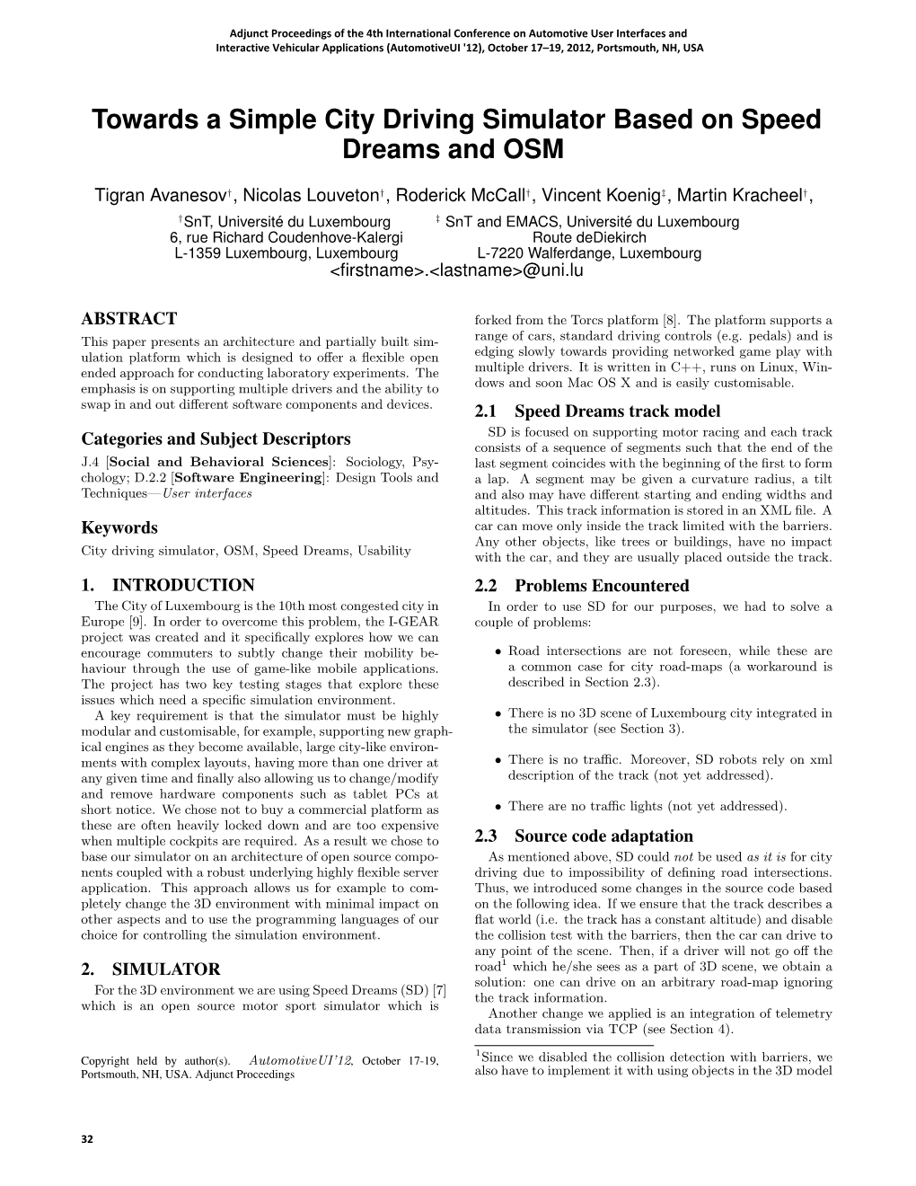 Towards a Simple City Driving Simulator Based on Speed Dreams and OSM