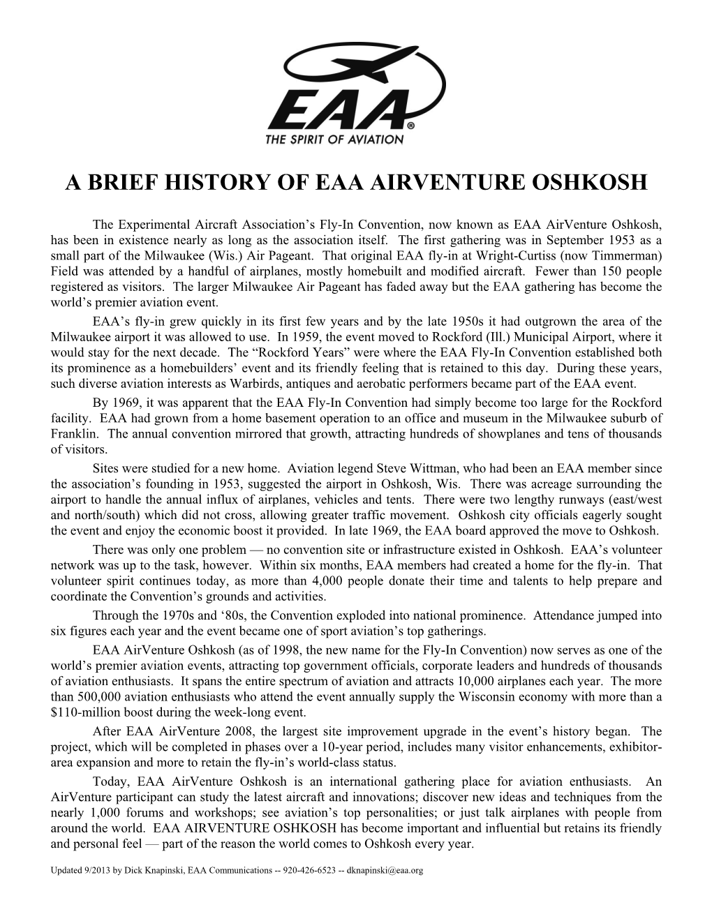 EAA Airventure History