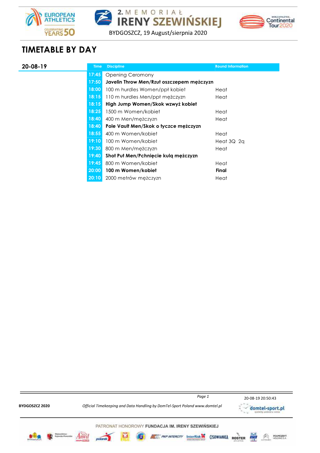 Timetable by Day