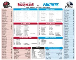 Buccaneers Offense Panthers Offense