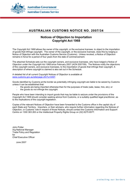 Australian Customs Notice No. 2007/34