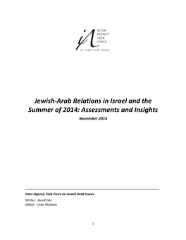 Jewish-Arab Relations in Israel and the Summer of 2014: Assessments and Insights November 2014