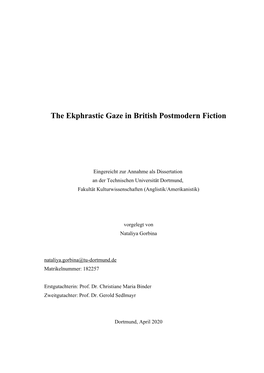 The Ekphrastic Gaze in British Postmodern Fiction