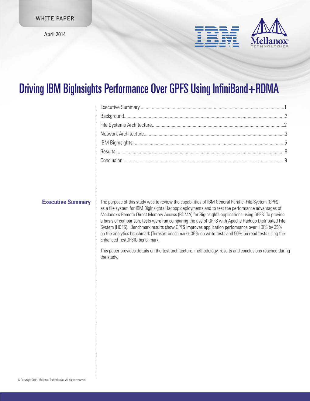 Driving IBM Biginsights Performance Over GPFS Using Infiniband+RDMA