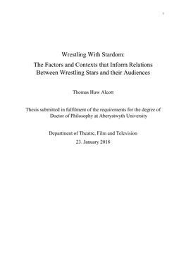 The Factors and Contexts That Inform Relations Between Wrestling Stars and Their Audiences