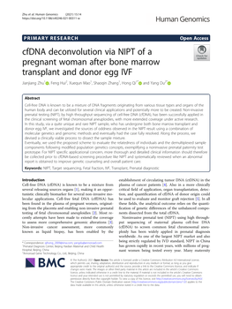 Cfdna Deconvolution Via NIPT of a Pregnant Woman After Bone Marrow